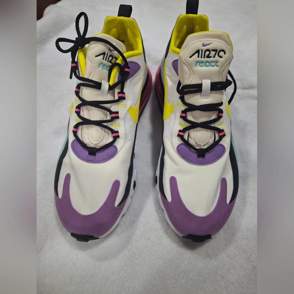 Nike Air Max 270 React in Yellow, Purple, and Teal.Size 9.5 - Picture 2 of 10